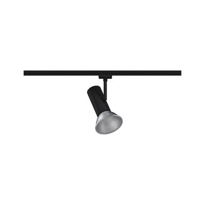 Projecteur LED noir sur rail avec lentille réflecteur argentée pour éclairage d’intérieur polyvalent