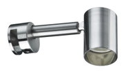 Modern brushed stainless steel wall spotlight in silver for focused lighting