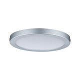 Plafonnier LED rond avec cadre en aluminium argenté et diffuseur blanc pour éclairage moderne