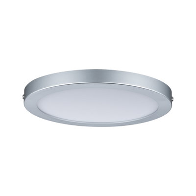 Rundes LED-Deckenlicht mit silbernem Aluminiumrahmen und weißem Diffusor für moderne Raumbeleuchtung