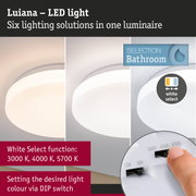 Luiana LED ceiling light with white select function and DIP switch to set light colour from 3000K to 5700K