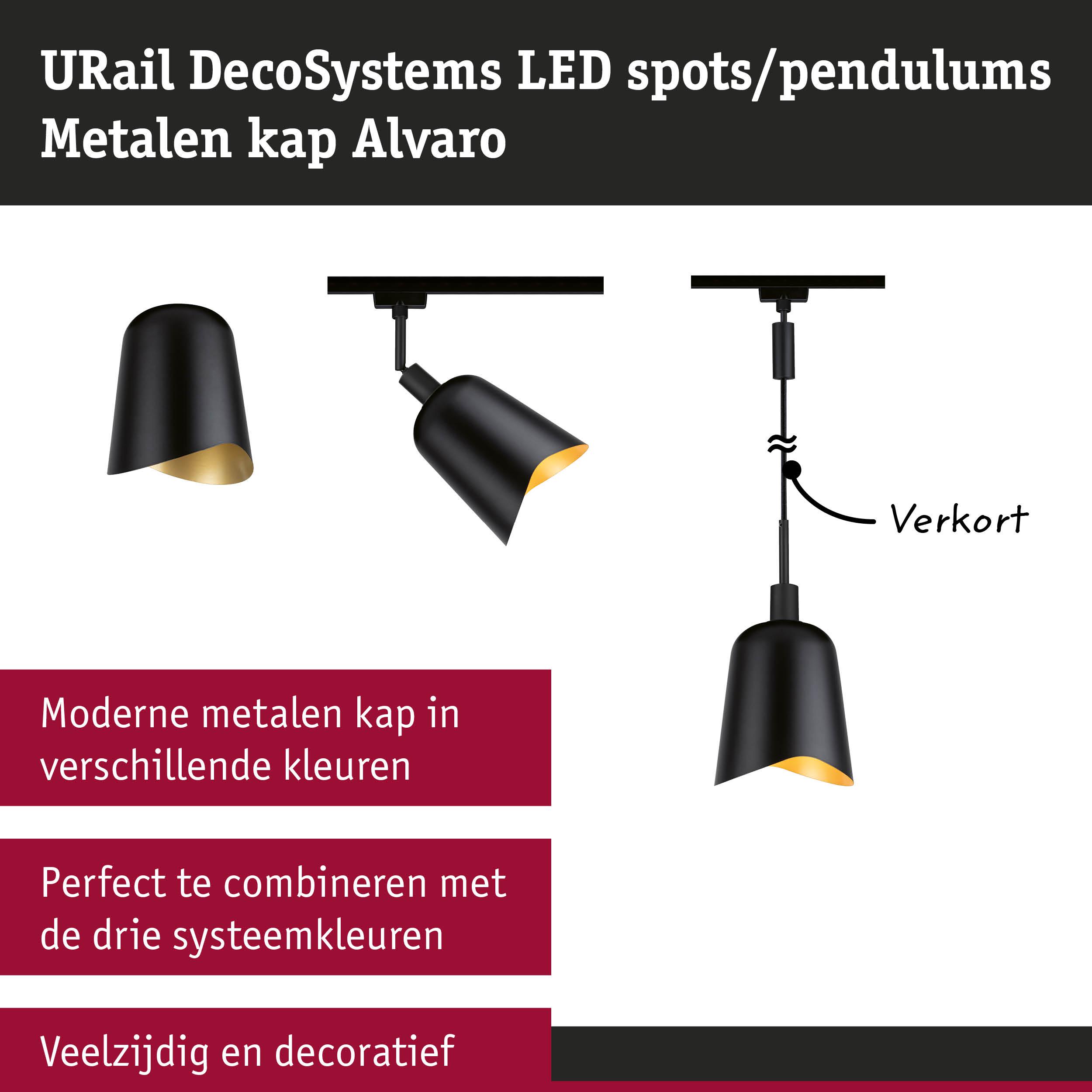 Zwarte metalen LED-plafondlamp Alvaro met gouden binnenkant, veelzijdig en decoratief