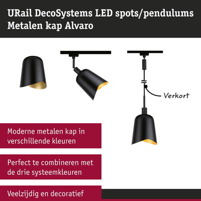 Zwarte metalen LED-plafondlamp Alvaro met gouden binnenkant, veelzijdig en decoratief