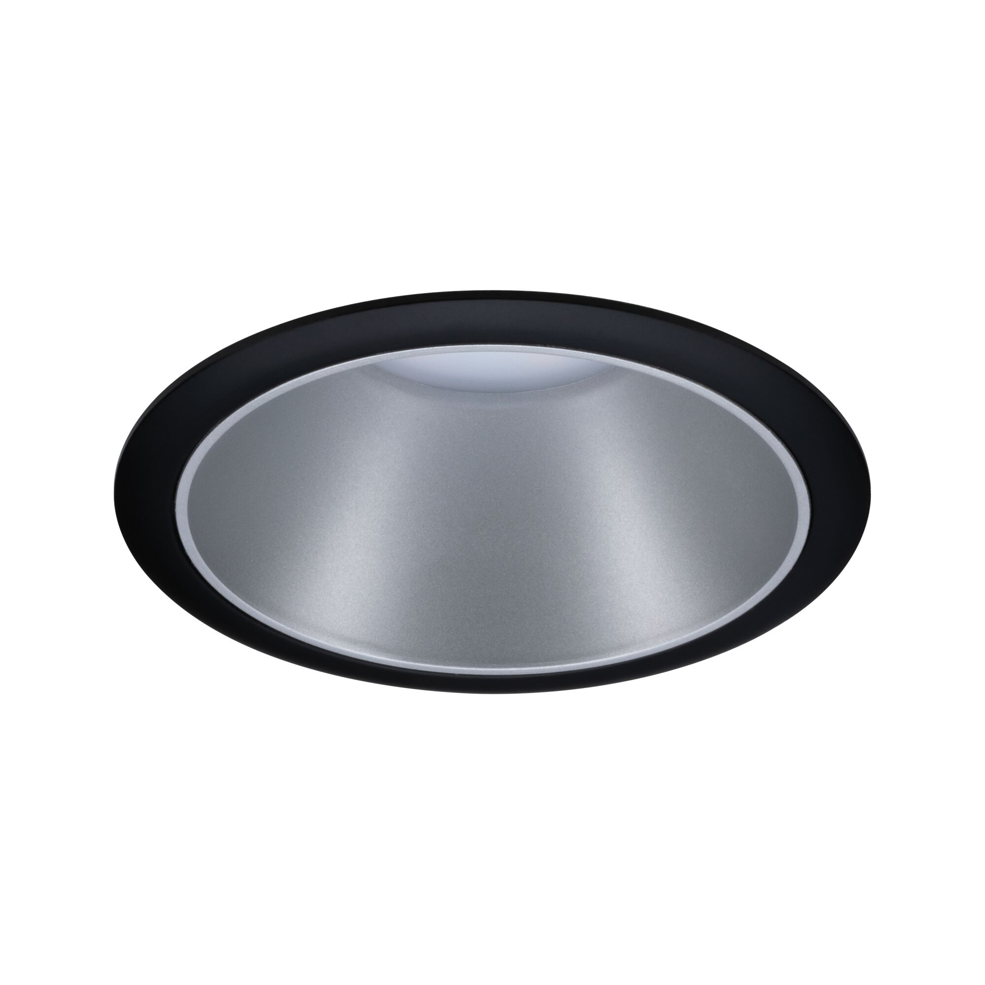 Rundes Einbauleuchten-Set mit schwarzem Rahmen und silbernem Reflektor für moderne LED-Beleuchtung