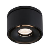 Rund sort LED-loftlampe i metal med varmt hvidt lys til moderne indretning