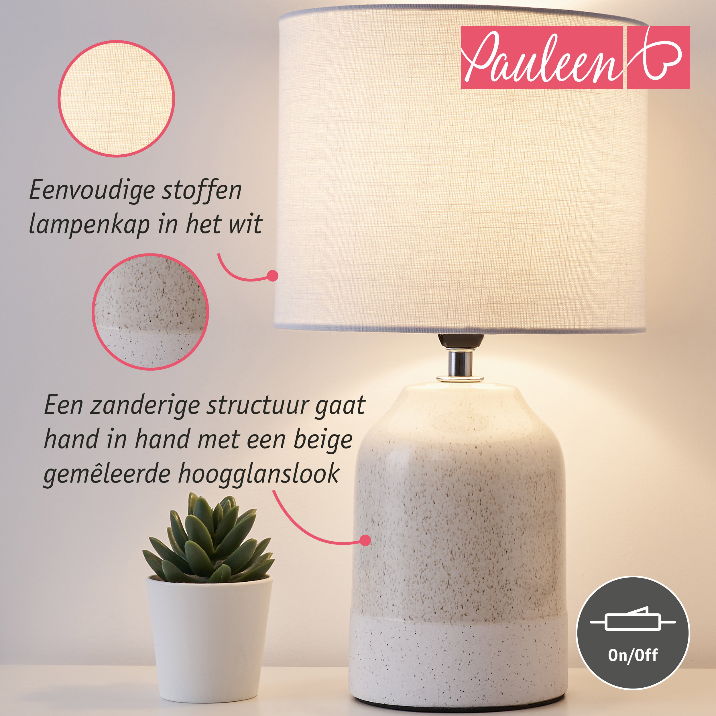 Paulmann Pauleen LED-tafellamp Sandy Glow E14 max. 20W Beige/Wit