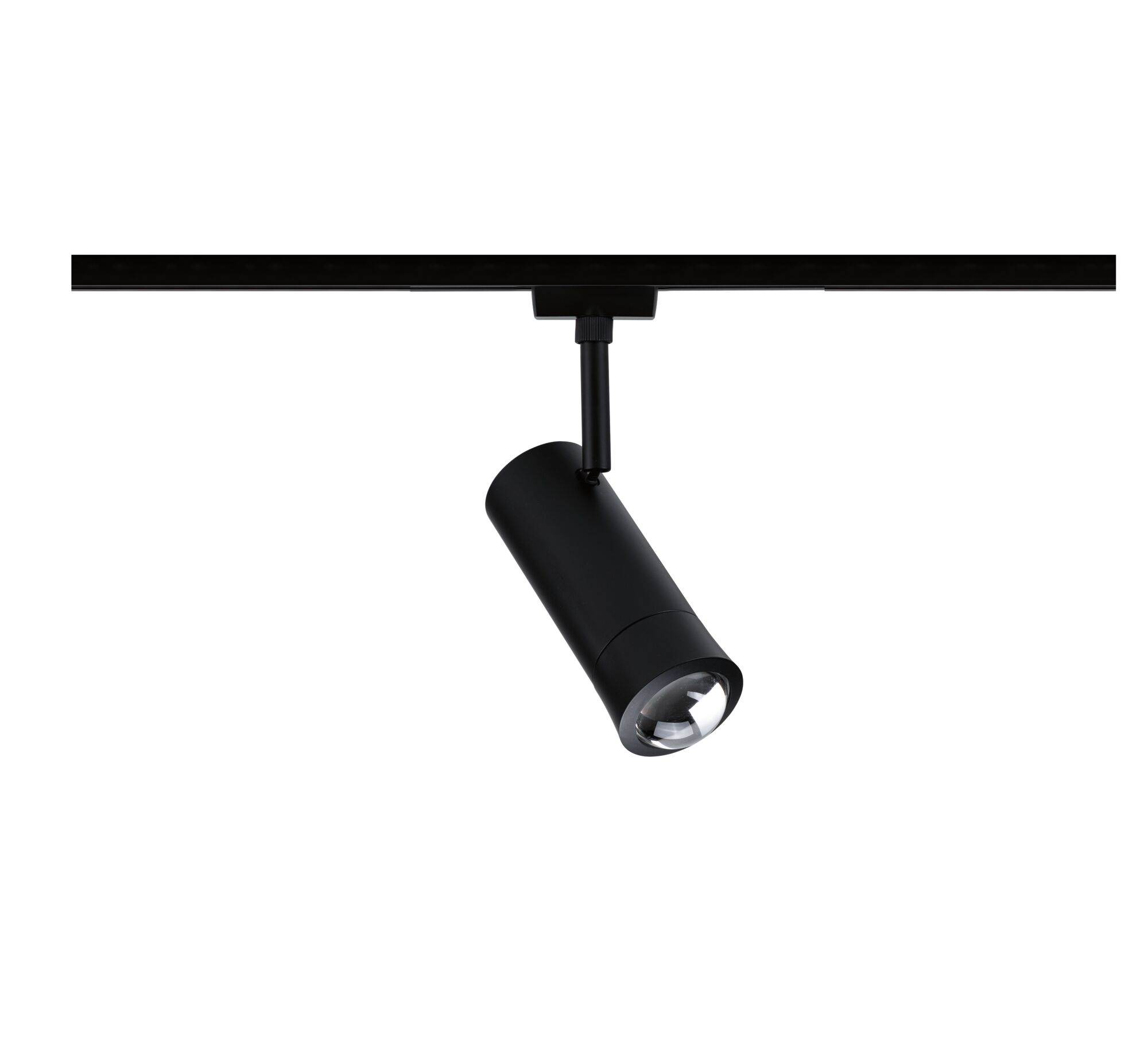 Black metal LED spotlight with adjustable head for modern indoor lighting solutions