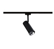 Black metal LED spotlight with adjustable head for modern indoor lighting solutions
