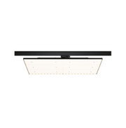 Schwarze LED-Deckenleuchte mit quadratischem Design und warmweißem Licht für moderne Wohnräume