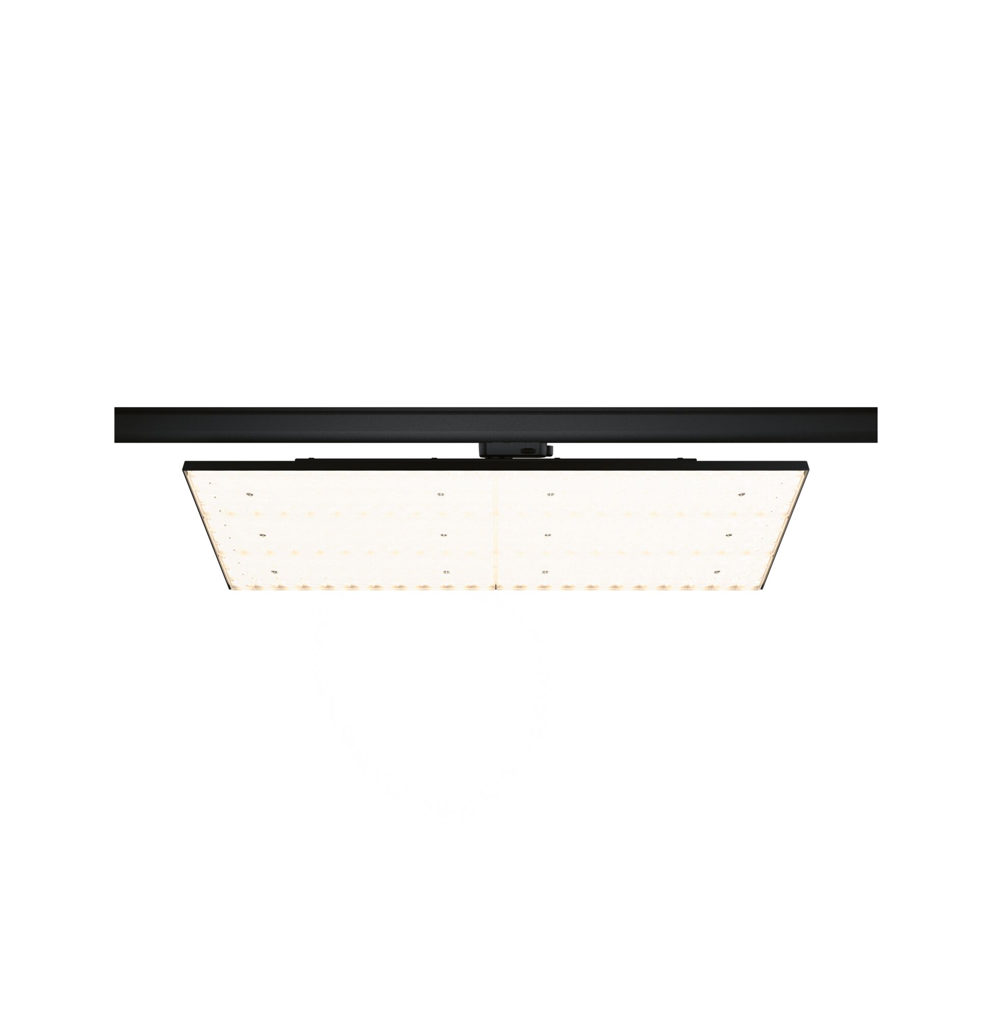 Schwarze LED-Deckenleuchte mit quadratischem Design und warmweißem Licht für moderne Wohnräume