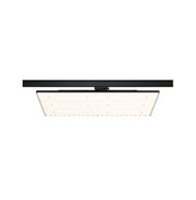 Schwarze LED-Deckenleuchte mit quadratischem Design und warmweißem Licht für moderne Wohnräume