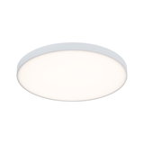 Round white LED ceiling light with matte plastic frame for modern room lighting