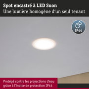 Spot encastré LED Suon avec lumière homogène et indice de protection IP44 contre les projections d'eau