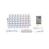 LED strip light with warm and cool white LEDs, power supply and remote control for adjustable lighting