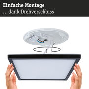 Schwarzes LED-Deckenpanel mit weißem Diffusor und Drehverschluss für einfache Montage und LED-Beleuchtung