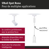 Spot URail Runa blanc avec option pendule pour applications d'éclairage variées
