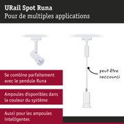 Spot URail Runa blanc en métal pour applications d'éclairage multiples