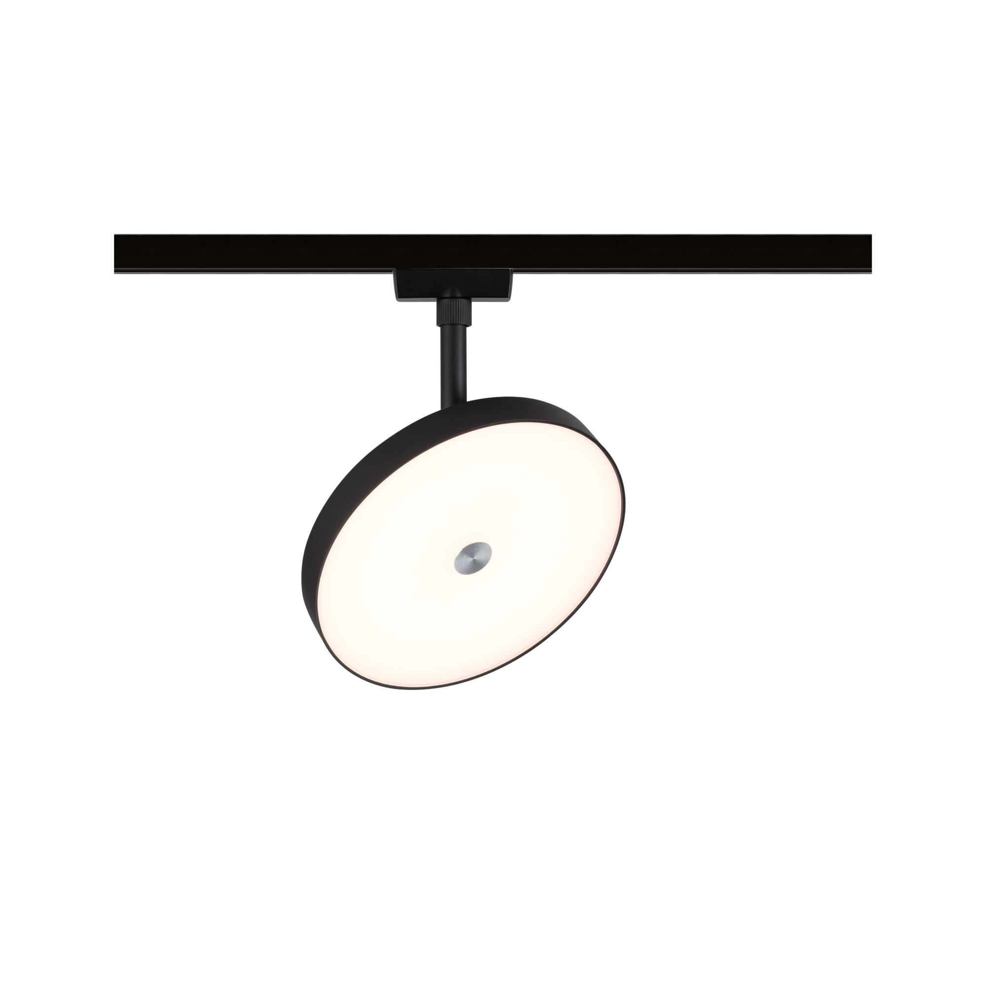 URail Spot sur rail 3-Step-Dim Hildor 850lm 15W 3000K gradable 230V Noir mat Rail LED noir avec diffuseur rond blanc pour éclairage intérieur moderne