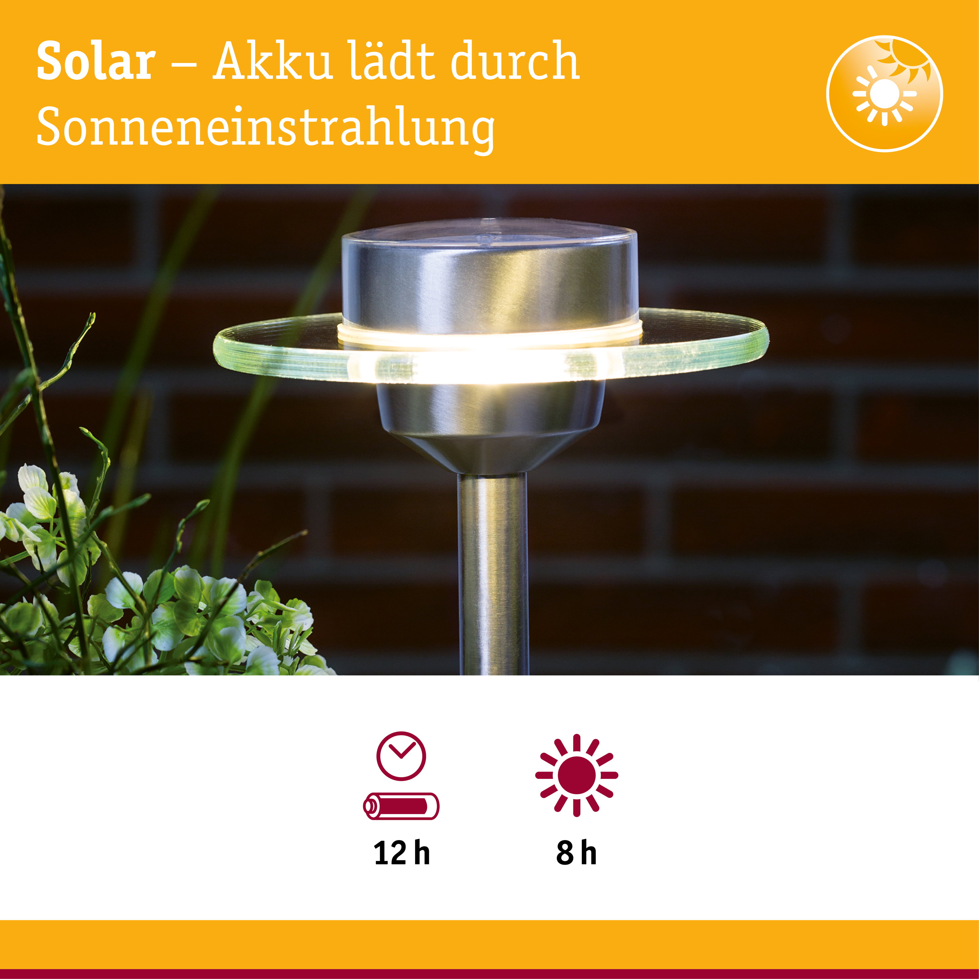 Solar LED Gartenstrahler Ufo IP44 3000K Edelstahl/Klar