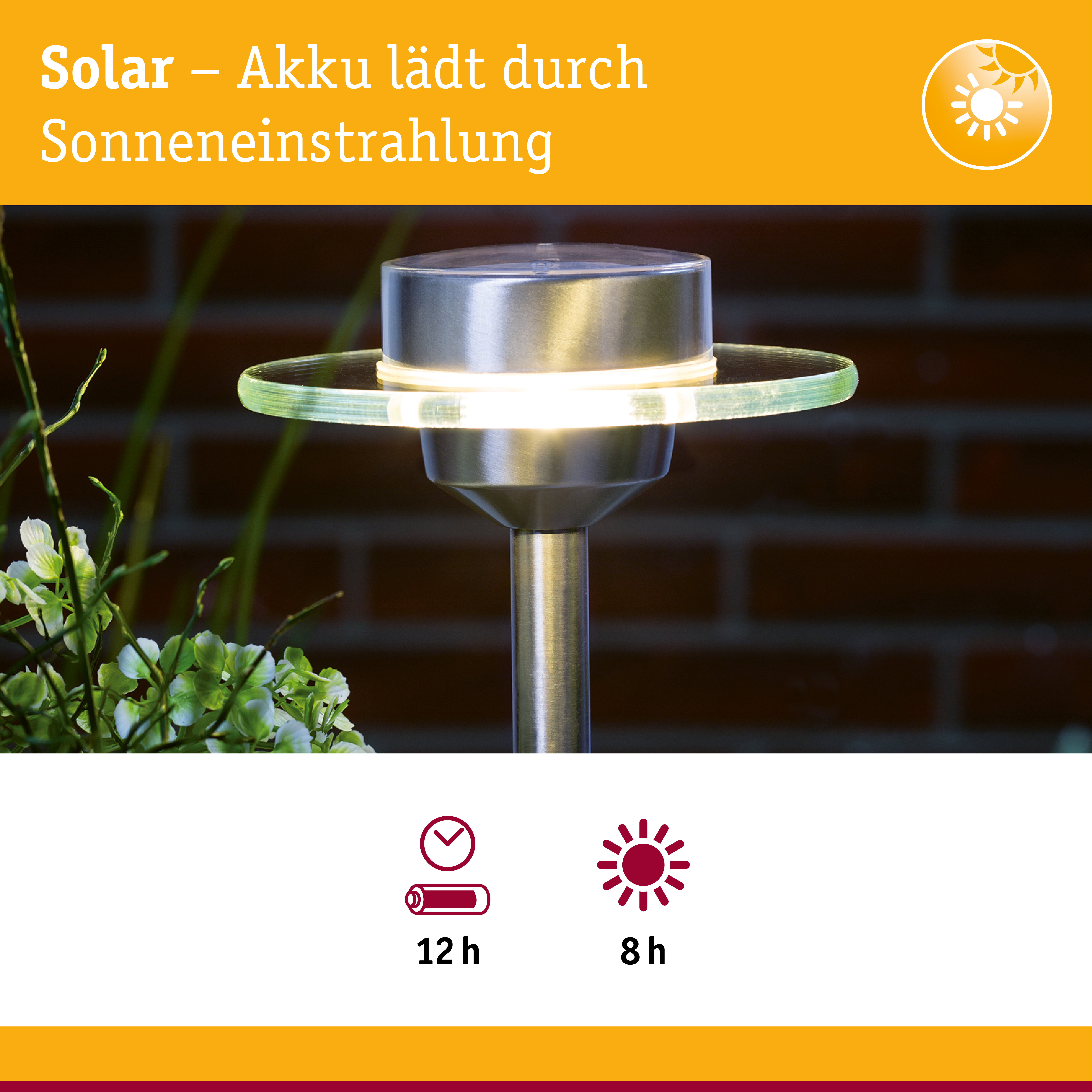Solar LED Gartenstrahler Ufo IP44 3000K Edelstahl/Klar