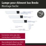 Lampes LED Bredo blanches avec connecteurs noirs et transformateur inclus pour montage facile