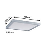 Quadratische LED-Deckenleuchte aus Aluminium in Silber mit 300x300 mm und 20 mm Höhe