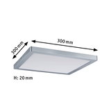 Quadratische LED-Deckenleuchte aus Aluminium in Silber mit 300x300 mm und 20 mm Höhe