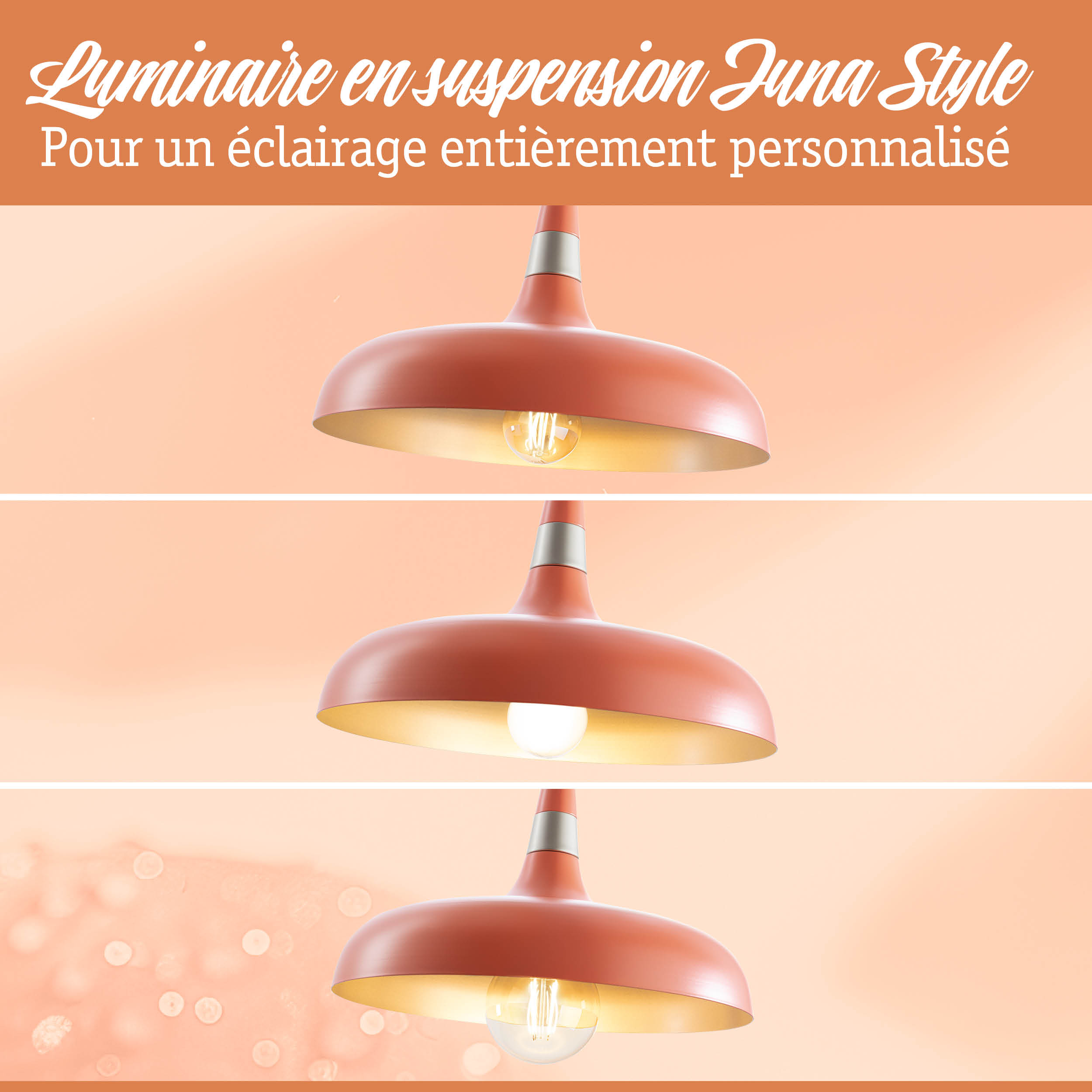 Luminaire suspendu Juna Style orange mat avec éclairage personnalisable pour décoration unique