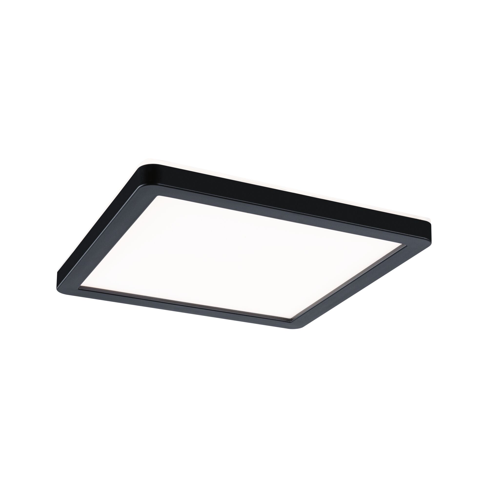 Plafonnier LED carré avec cadre noir et diffuseur blanc pour un éclairage moderne