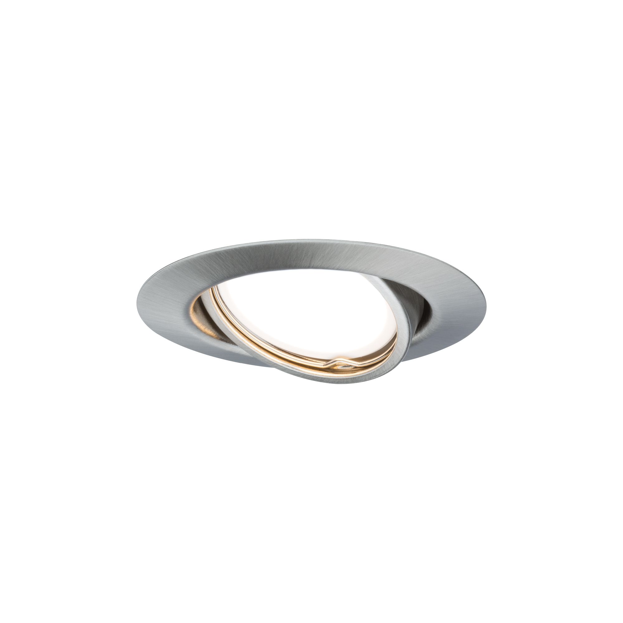 Round recessed spotlight in brushed silver aluminium with adjustable design for LED lighting