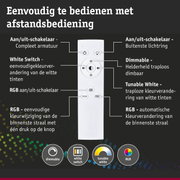 Witte afstandsbediening met knoppen voor dimbaar licht, witte schakelaar, tunable white en RGB bediening