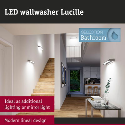 LED wallwasher Lucille with modern linear design, perfect as bathroom mirror or additional lighting