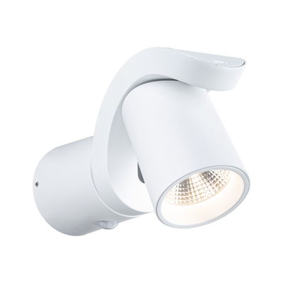 Moderne witte metalen LED-spot met verstelbare kop voor gerichte verlichting
