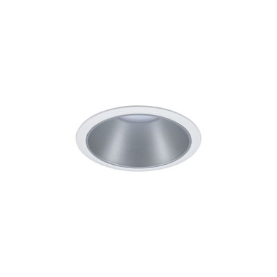 Ronde inbouwspot van wit kunststof met zilveren reflector voor moderne LED-verlichting