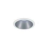 Round recessed spotlight in white plastic with silver reflector for modern LED lighting solutions