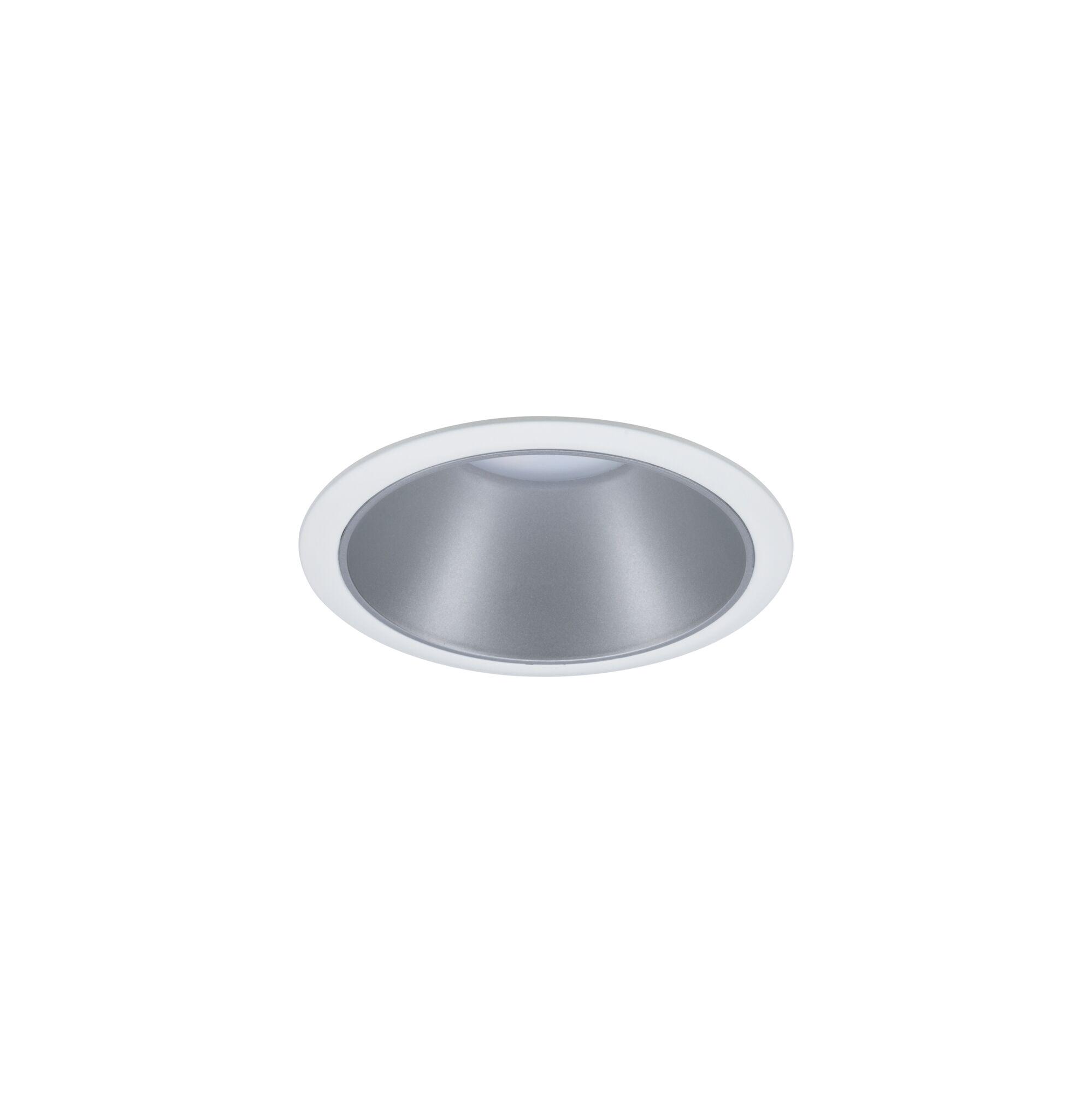 Round white plastic recessed light housing with silver reflector for LED spotlights