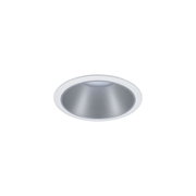 Round white plastic recessed light housing with silver reflector for LED spotlights