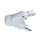 Zilverkleurige aluminium connector voor railsystemen met witte kunststof aansluiting voor LED-verlichting