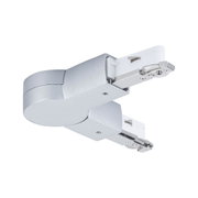Srebrny adapter LED z metalu i plastiku do systemów szynowych z metalowym klipsem