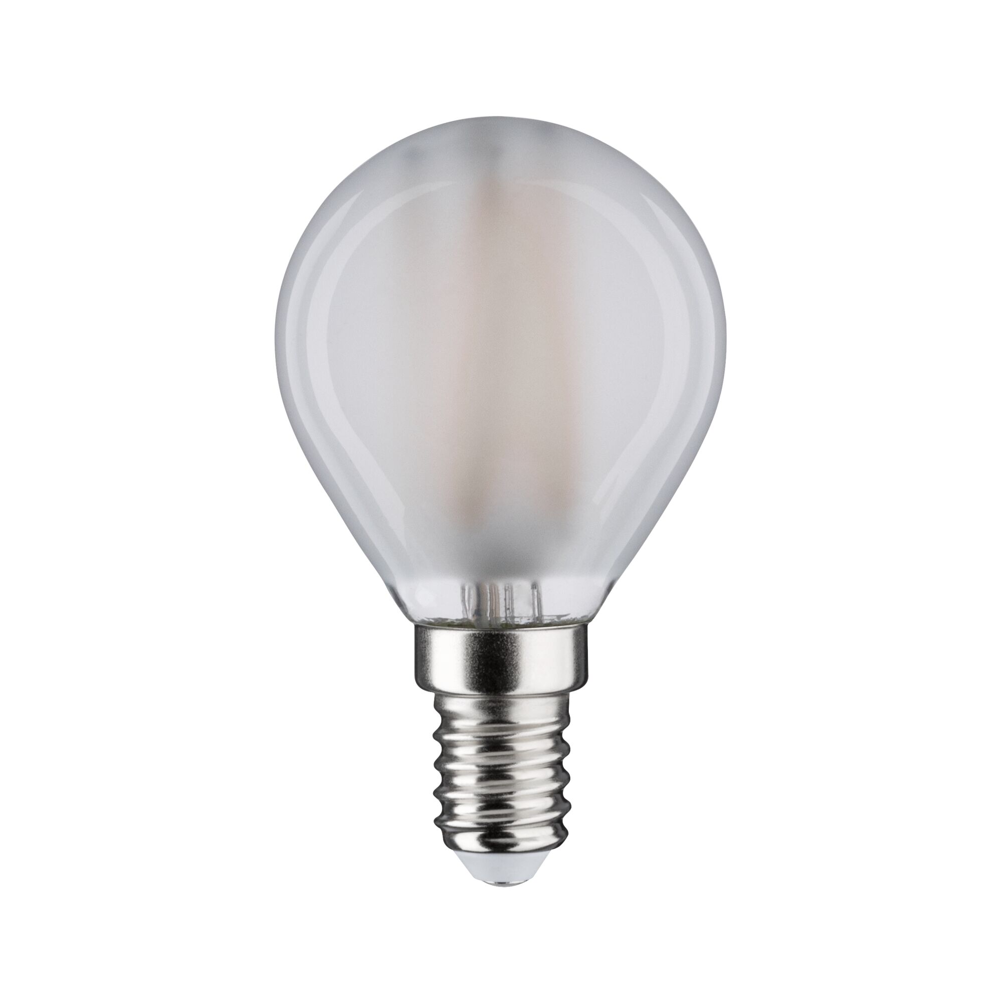 Round LED bulb with frosted glass and E14 base for energy-efficient lighting