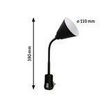 Lampe LED noire flexible à brancher, hauteur 390 mm, diamètre abat-jour 110 mm