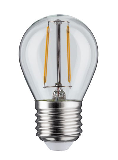 Ampoule LED classique avec verre transparent et base métallique argentée pour éclairage économique