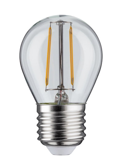 Klassische LED-Glühbirne mit transparentem Glas und silbernem Metallgewinde für energiesparende Beleuchtung