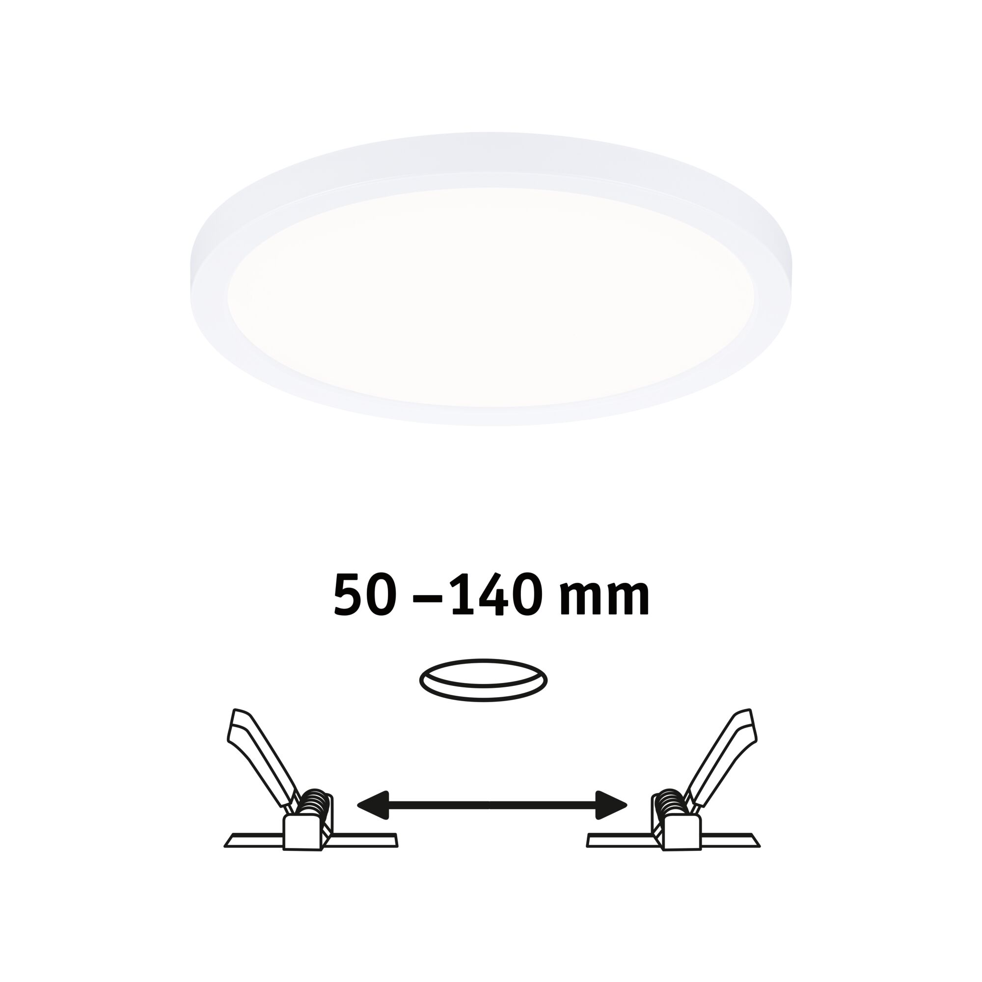Rundes weißes LED-Deckenlicht mit verstellbarem Abstand von 50 bis 140 mm für moderne Raumbeleuchtung