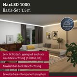 MaxLED 1000 LED-Lichtleiste 1,5 m mit Schutzabdeckung, helle Raumbeleuchtung im modernen Wohnzimmer