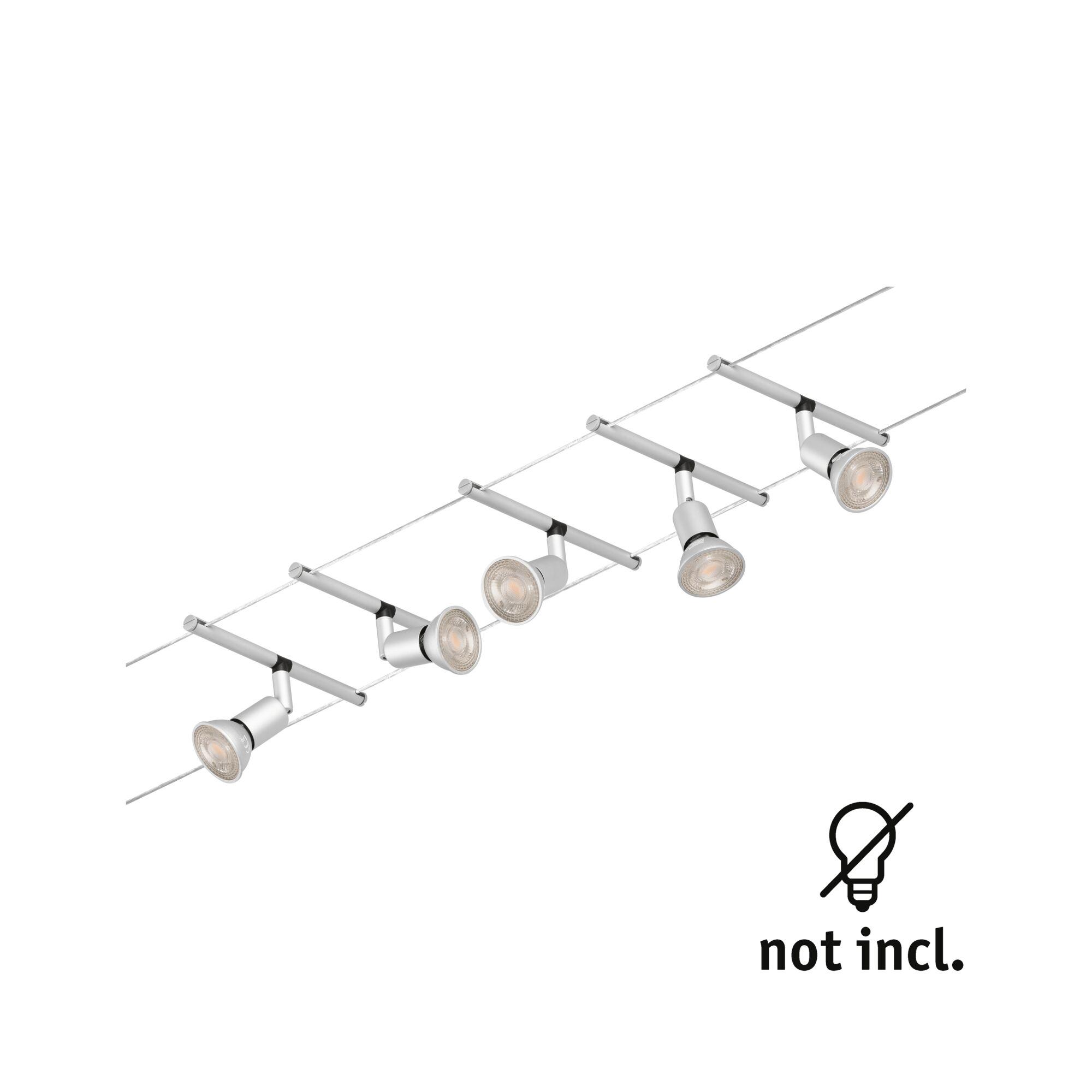 Modern silver metal cable spotlight with adjustable heads for versatile lighting solutions