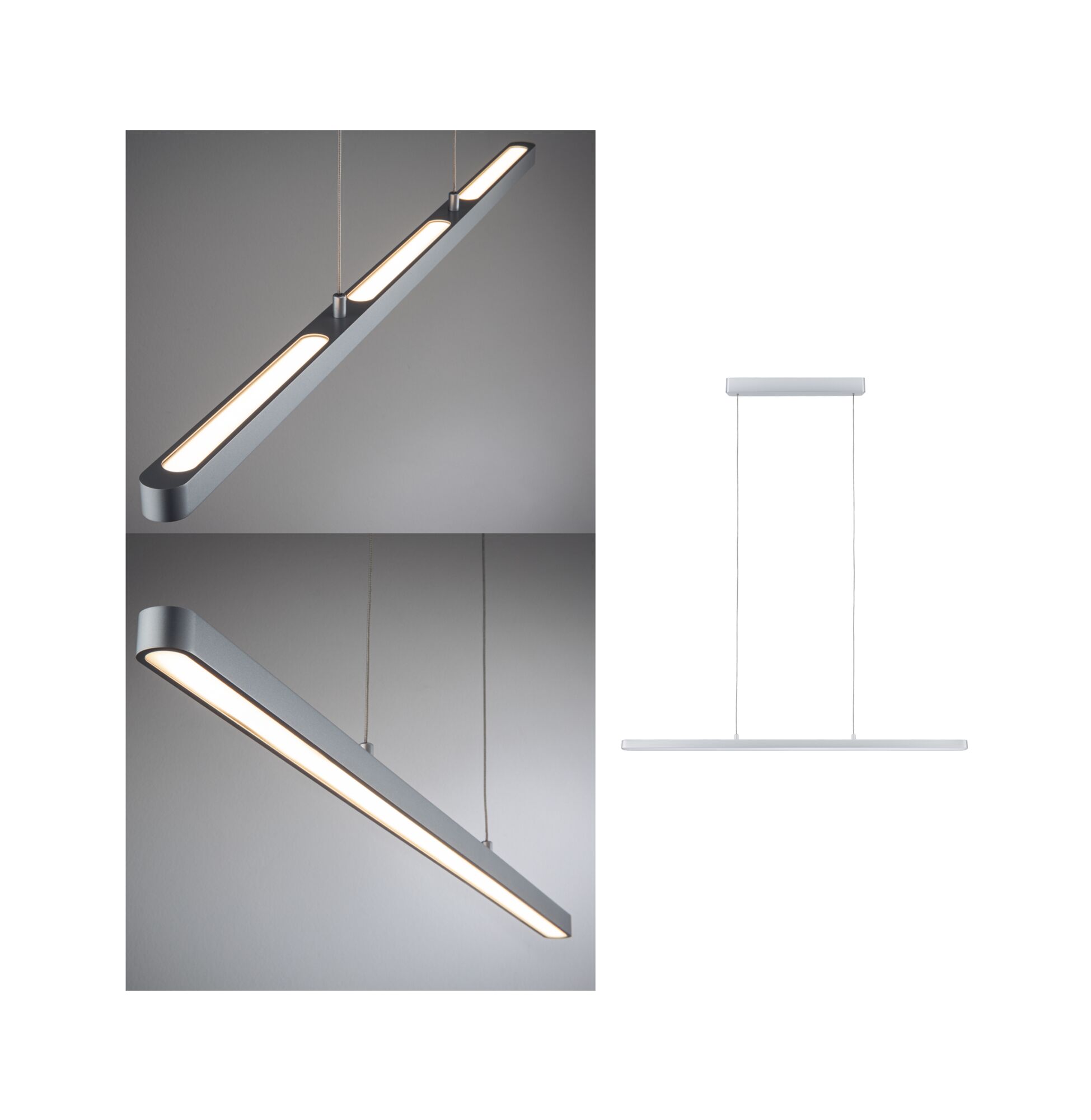 Luminaire en suspension LED Lento 2700K 1800lm 42W Chrome mat gradable Suspension LED moderne en aluminium argenté avec lumière blanc chaud pour espaces de vie