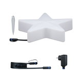 Étoile blanche en plastique avec piquet, câble et adaptateur pour éclairage LED extérieur décoratif