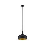 Modern black metal pendant light with gold interior for stylish room lighting and home decor