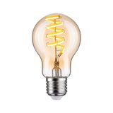 LED light bulb with spiral yellow filament and clear glass for decorative lighting and energy saving